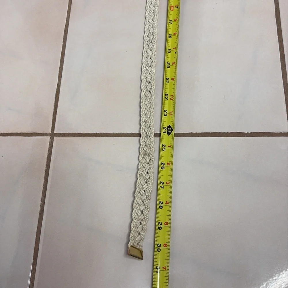 Braided Cream Colored Belt with Gold Hardware. Vintage. Boho Y2K